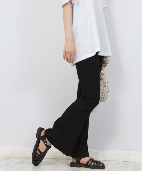 pumpkin port パンツ リブフレアーパンツ レディース : ZOZOTOWN