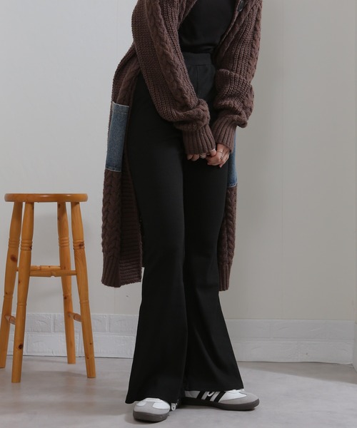 リネンパンツ♡ 赤 カラーパンツ ガウチョパンツ フレア 上品 ブーツに