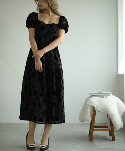 Jasmine Grandiflorum ワンピース 「Jasmine」スクエアネック花柄  