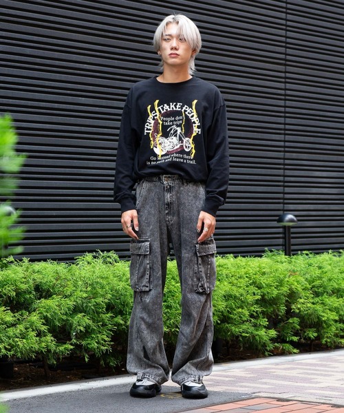 JEANS MATE（ジーンズメイト） tシャツ ピグメントプリント ロンT