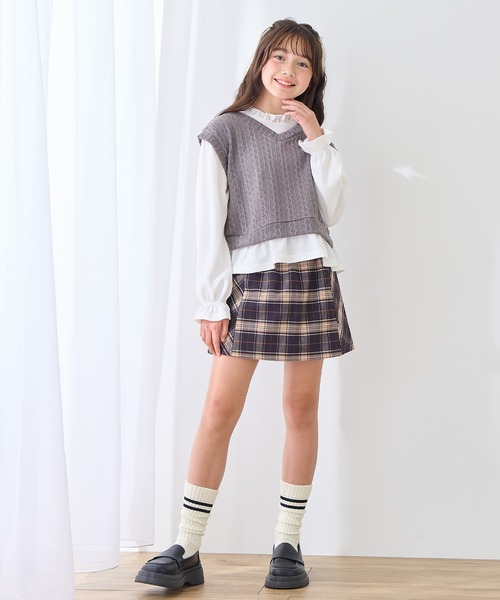 Amourire girl パンツ 「セットアップ可」チェック柄フロント