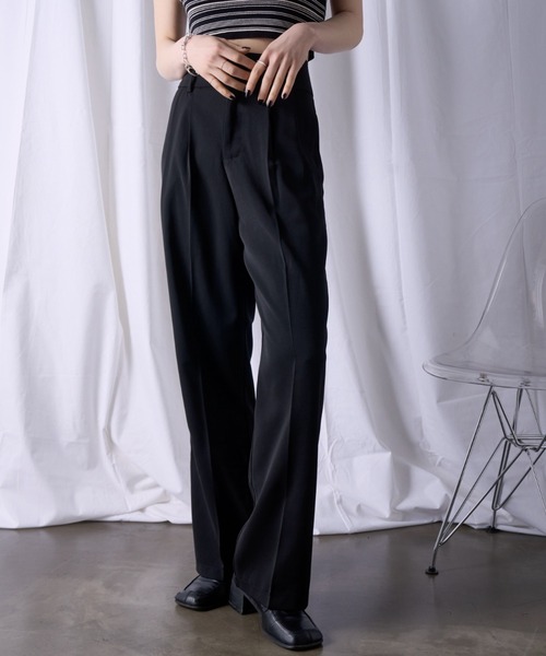 【GUMZZI】ハイウエストワイドスラックスパンツto28653 GUMZZI】ハイウエストワイドスラックスパンツto28653