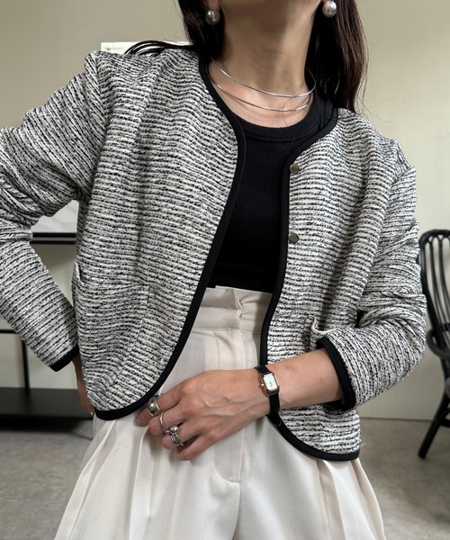 ULEULA（ウルア） ジャケット ノーカラージャケット ツイードノー