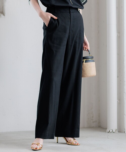 専用23区【CLASSY.掲載/洗える】リネンレーヨンストレッチ ワイドパンツ CLASSY.6月号掲載/洗える】リネンレーヨンストレッチ ワイド