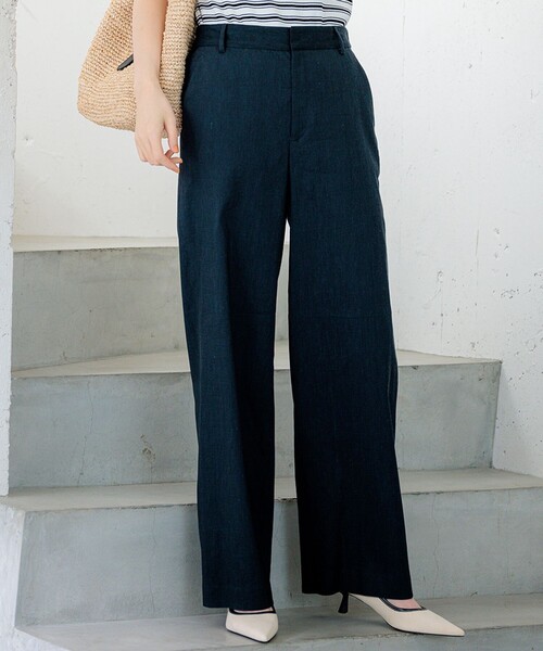 洗える】リネンレーヨンストレッチ ワイド パンツ（その他パンツ