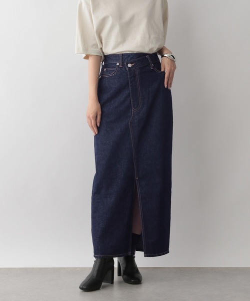 LOWRYS FARM」 デニムロングスカート MEDIUM ブルー レディース 