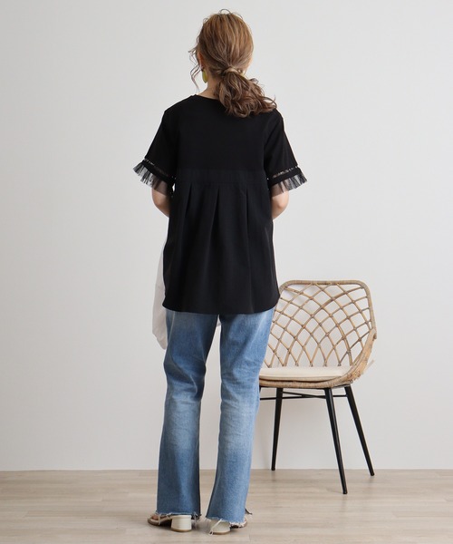 tシャツ AnnaNicola ロゴレースカットソー レディース Anna Nicola tシャツ AnnaNicola ロゴレースカットソー
