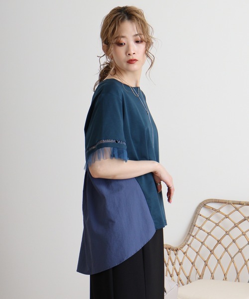 tシャツ AnnaNicola ロゴレースカットソー レディース Anna Nicola tシャツ AnnaNicola ロゴレースカットソー