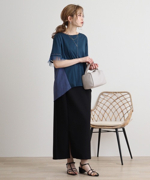 tシャツ AnnaNicola ロゴレースカットソー レディース Anna Nicola tシャツ AnnaNicola ロゴレースカットソー