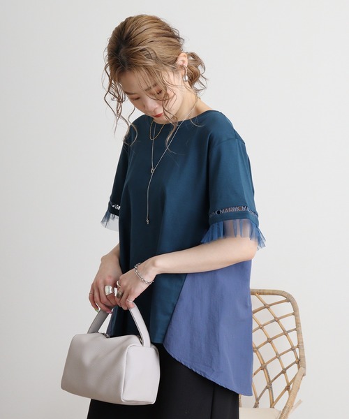 tシャツ AnnaNicola ロゴレースカットソー レディース Anna Nicola tシャツ AnnaNicola ロゴレースカットソー