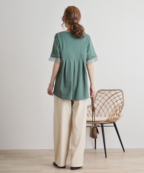 tシャツ AnnaNicola ロゴレースカットソー レディース Anna Nicola tシャツ AnnaNicola ロゴレースカットソー
