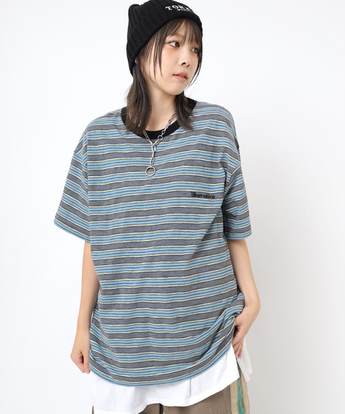 tシャツ M2307 ネップボーダーBIG T レディース