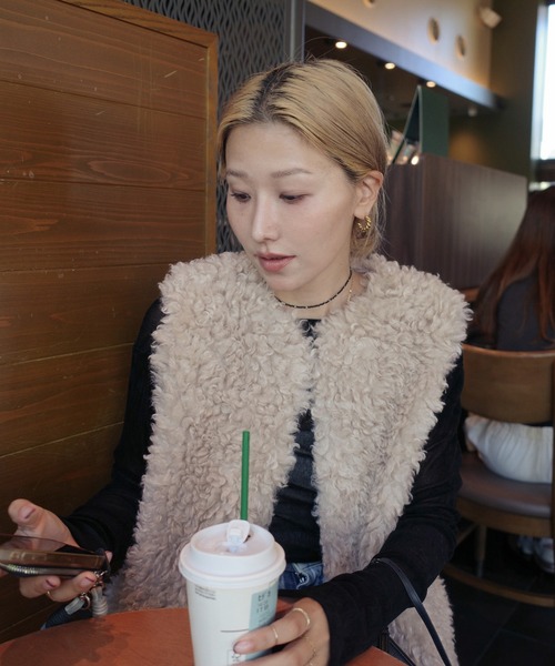 HEILIS ベスト ジレ 「新色」「hideka select」プードルファーロング