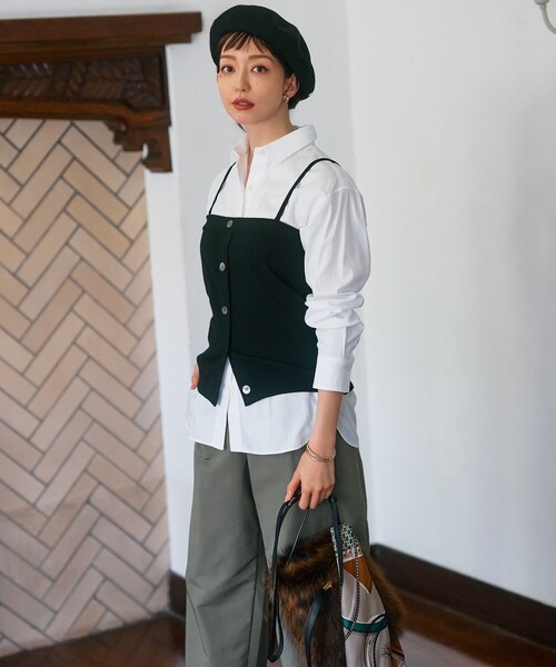 ニット セーター 「杏さん着用/洗える」ヴィスコースストレッチ ニット ビスチェ レディース 杏さん着用/洗える】ヴィスコースストレッチ ニット ビスチェ