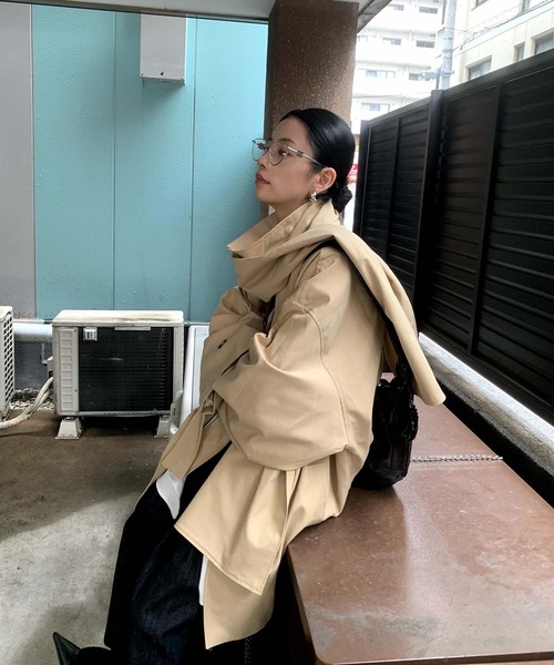 chuclla ステンカラーコート コート 「LONSLAN」ワイドスリーブ ステン