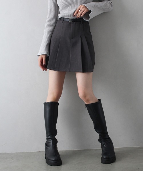 【25ss】ブラックプリーツミニスカート ベルト付き SpRay スカート ベルト付きプリーツミニスカート : ZOZOTOWN
