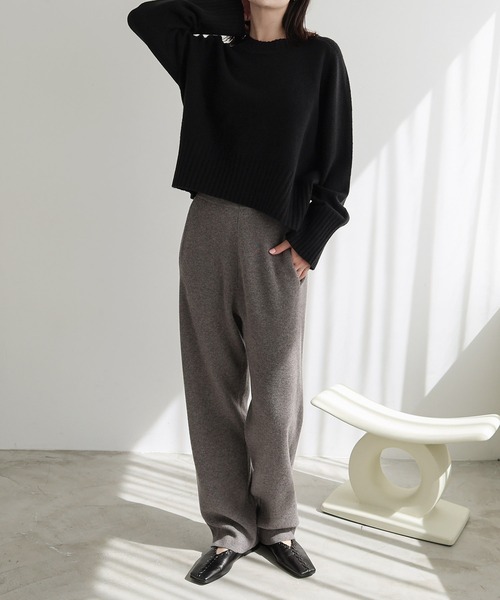 evernavy パンツ 総針ウールニットカーブパンツ レディース : ZOZOTOWN