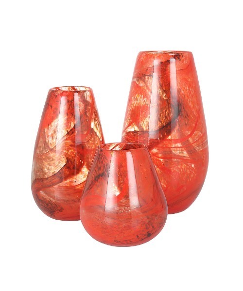 赤いマーブル模様のガラス花瓶　レッド DULTON（ダルトン） 花瓶 GLASS VASE 160 CIELO/マーブル柄 フラワー