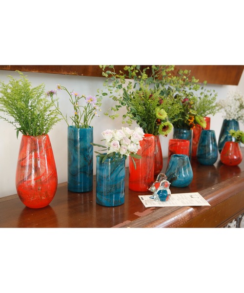 マーブル模様のガラス花瓶 約30cm マーブル模様のガラス花瓶 約30cm マーブル模様のガラス花瓶 約30cm