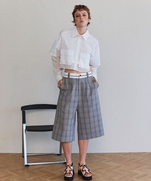 MAISON SPECIAL ブラウス シャツ Layered Sheer Fabric Short