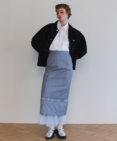 メゾンスペシャル　シアーレイヤードショートシャツ　ブルー MAISON SPECIAL ブラウス シャツ Layered Sheer Fabric Short