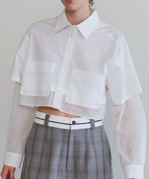 MAISON SPECIAL ブラウス シャツ Layered Sheer Fabric Short