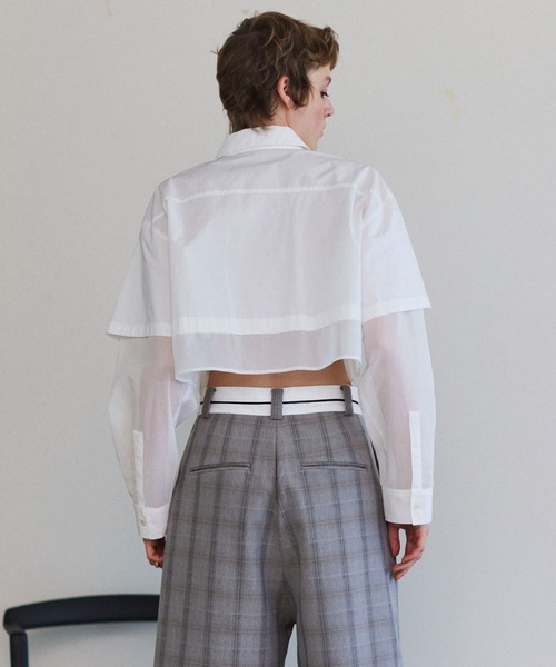 MAISON SPECIAL ブラウス シャツ Layered Sheer Fabric Short