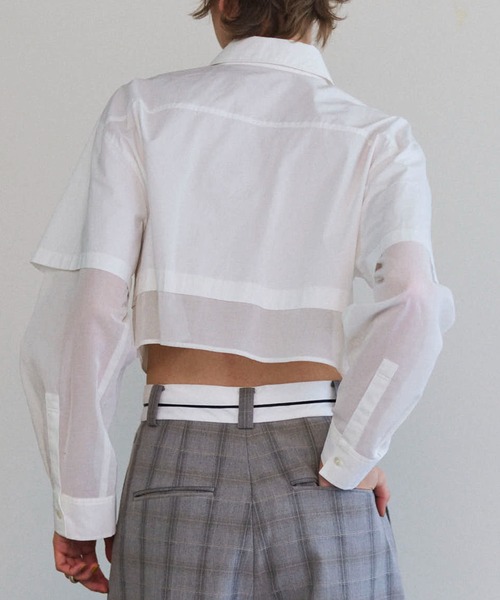 MAISON SPECIAL ブラウス シャツ Layered Sheer Fabric Short
