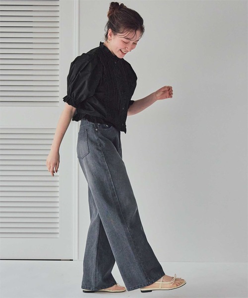 アシメフリルギャザーカットソー(カットソー)｜TOPS（トップス