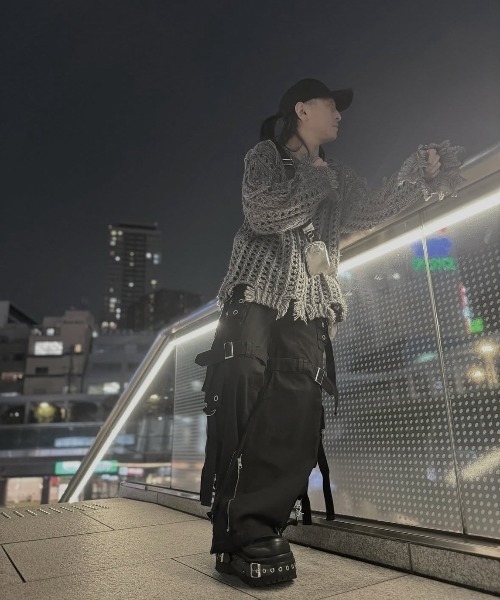 ニット セーター 「REFLEM/レフレム」タンク付き格子編みニットPO/ニットプルオーバー レディース メンズ REFLEM ニット セーター 「REFLEM/レフレム」タンク付き格子編み