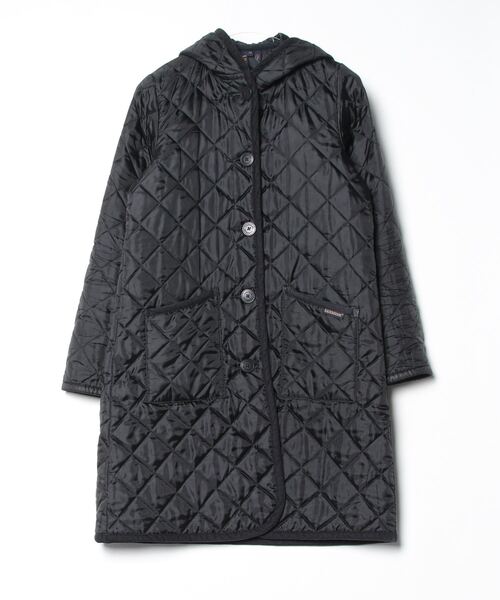 LAVENHAM キルティング ナイロン ロングコート(40)(L)ブラック
