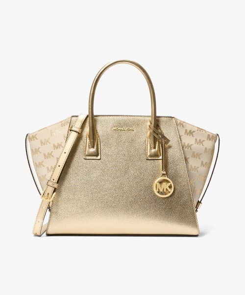 MICHAEL KORS ハンドバッグ AVRIL メタリック レザー ＆ ロゴ