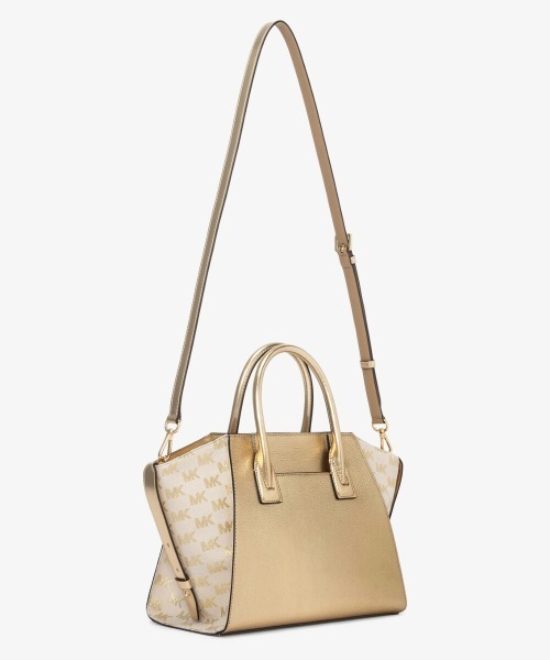 エナメルメタルロゴ付き ラージ レザー ハンドバッグ MICHAEL KORS ハンドバッグ AVRIL メタリック レザー ＆ ロゴ