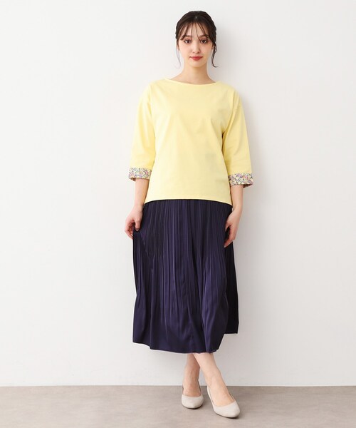 tシャツ 「洗える／コットン100％／同柄アイテムあり」アマイア ディッツィー柄袖見返しプルオーバー レディース LAURA ASHLEY tシャツ 「洗える／コットン100％／同柄アイテム