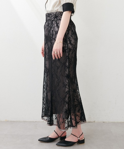 natural couture スカート osono長さ変えれるパイピングレーススカート