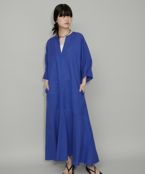 ☆美品☆ADAM ET ROPE' リネンボリュームスリーブワンピース黒フリー セール 30%OFF】【逸品シリーズ】リネンボリュームスリーブ