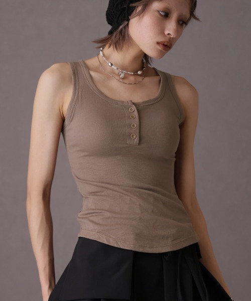 ULYSSES タンクトップ ノースリーブ 「ブラトップ」カップ付きヘンリー