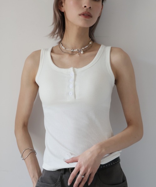 ULYSSES タンクトップ ノースリーブ 「ブラトップ」カップ付きヘンリー