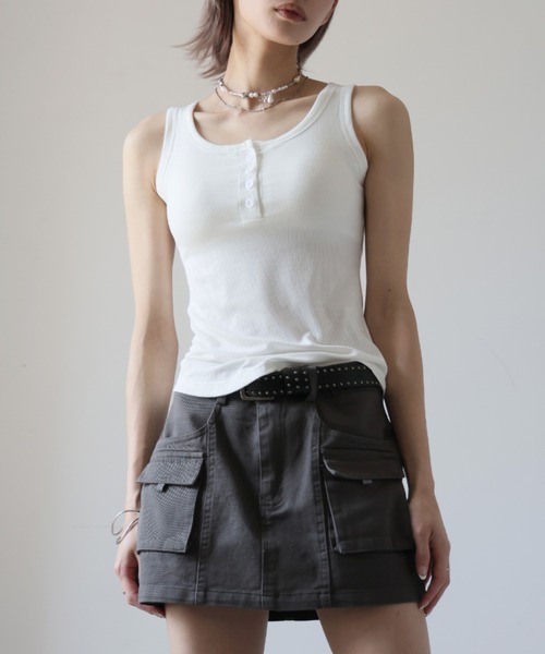 ULYSSES タンクトップ ノースリーブ 「ブラトップ」カップ付きヘンリー