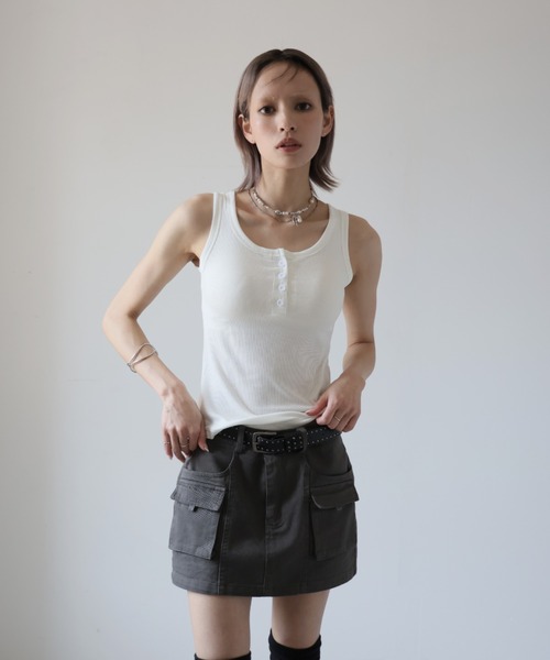 ULYSSES タンクトップ ノースリーブ 「ブラトップ」カップ付きヘンリー