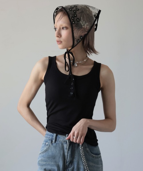 ULYSSES タンクトップ ノースリーブ 「ブラトップ」カップ付きヘンリー