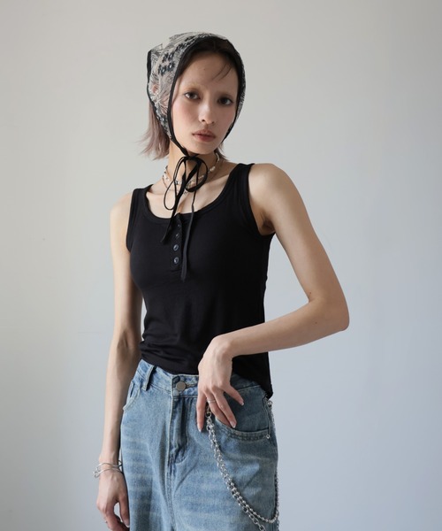 ULYSSES タンクトップ ノースリーブ 「ブラトップ」カップ付きヘンリー