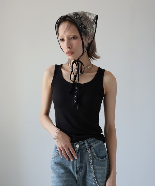 ULYSSES タンクトップ ノースリーブ 「ブラトップ」カップ付きヘンリー