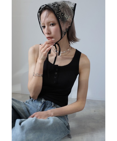 ULYSSES タンクトップ ノースリーブ 「ブラトップ」カップ付きヘンリー