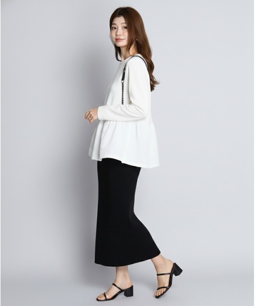 tシャツ パール付き ペプラムトップス レディース : ZOZOTOWN Yahoo!店