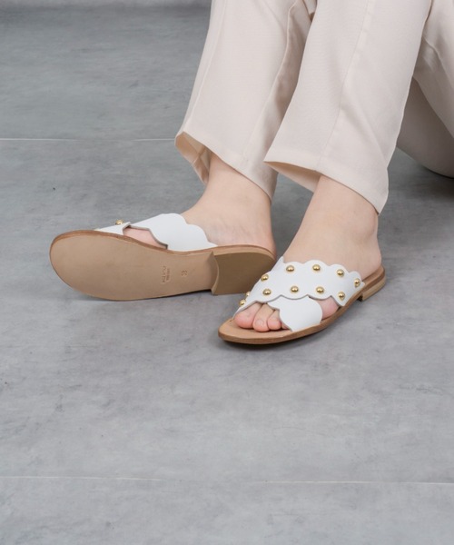 FABIO RUSCONI ファビオルスコーニ フラットサンダル 太ベルト 白