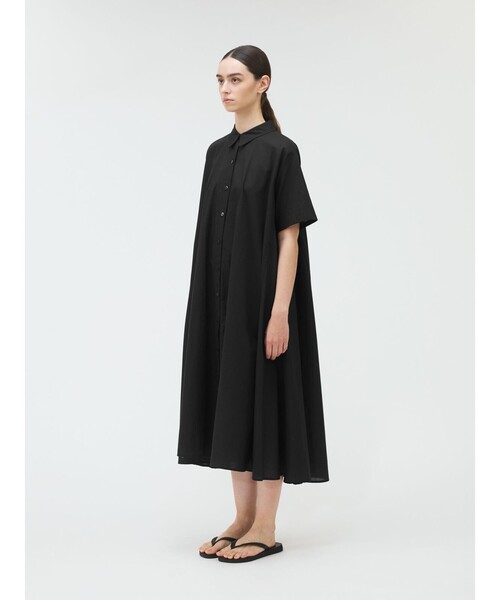 ✨️美品【mizuiro ind】ハーフスリーブ プリーツワンピース 黒 完売品 mizuiroind ワンピース mizuiro ind ハーフスリーブフレアシャツ