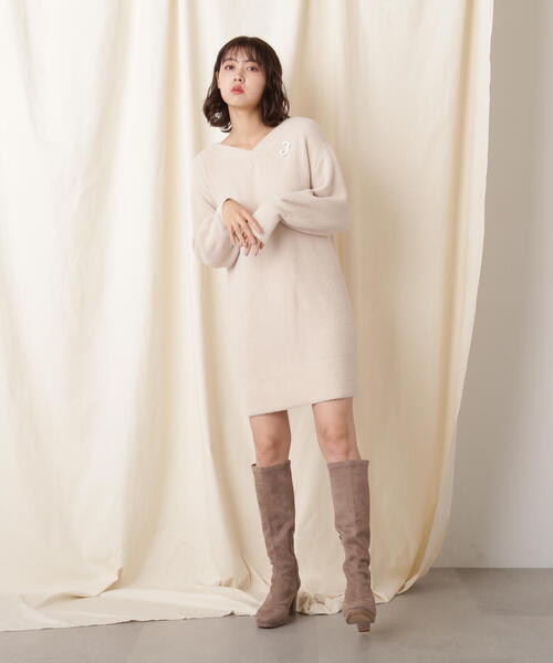 「JILL by JILL STUART」 ニットワンピース FREE パープル レディース_画像6