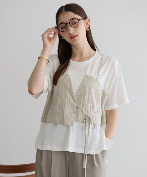 tシャツ ビスチェレイヤード風デザインTee レディース