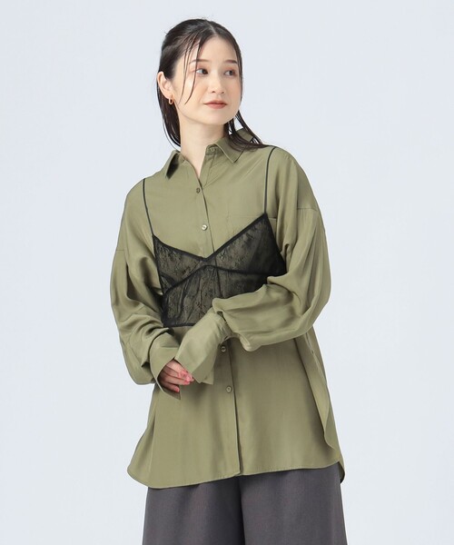 ブラウス シャツ ビスチェ × ロングスリーブシャツ（セットアイテム） レディース